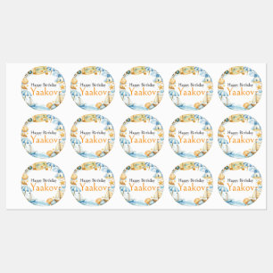 Kleiner Küstenforscher 4. Geburtstag Wasserfarbe Etiketten