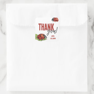 Kleiner Lady Ladybug Geburtstag Danke Favor Quadratischer Aufkleber
