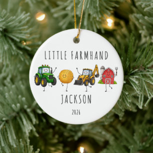 Kleiner Landwirt Personalisiertes Kinderbauernhof Keramik Ornament