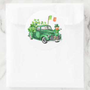 Kleiner Leprechaun-LKW-Geburtstagsfeier Danke Runder Aufkleber