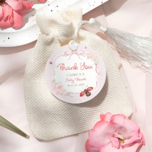 Kleiner Liebeskäfer Blütenrosa Baby Shower Danke Geschenkanhänger