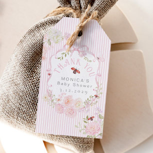 Kleiner Liebeskäfer Rosa Schleife Baby Shower Dank Geschenkanhänger