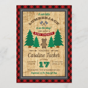 Kleiner Lumberjack Buffalo Karierte Babydusche Einladung