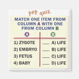 Kleiner Magnet mit einem Quiz.