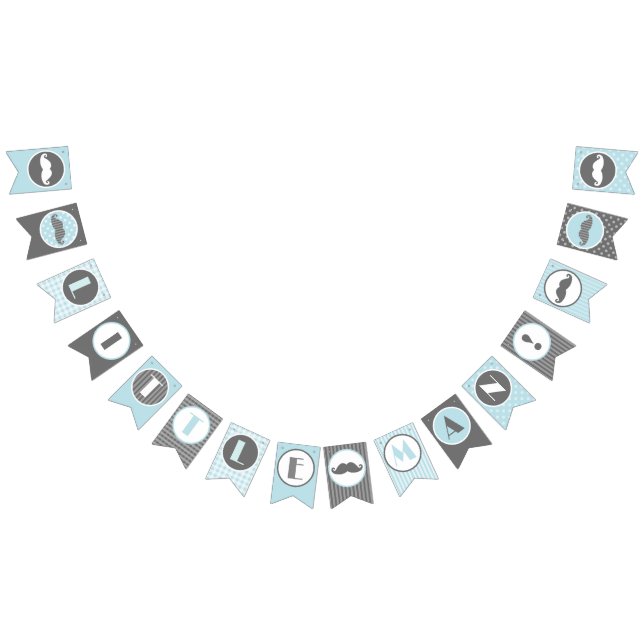 Kleiner Mann-blaue und graue Schnurrbart-Fahne Wimpelkette (Alle)