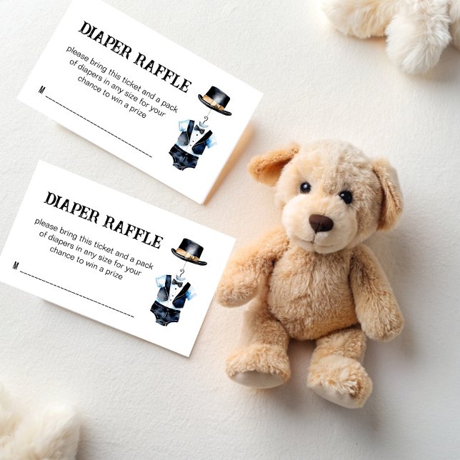 Kleiner Mann Dusche schwarze Tuxedo-Windelraffiner Begleitkarte (Little man baby shower black tuxedo hat diaper raffle enclosure card little man boys baby shower)