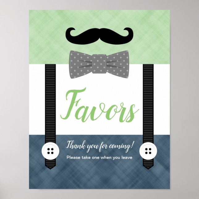 Kleiner Mann Grüne Marinebrüder Babyduschfavoriten Poster (Vorne)