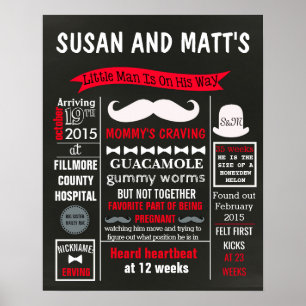 Kleiner Mann Mustache Babydusche Party-Tafel Poster