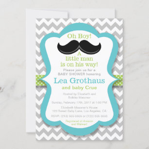 Kleiner Mann Mustache Kinderdusche Einladung