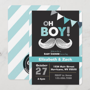 Kleiner Mann Mustache Kinderdusche Einladung