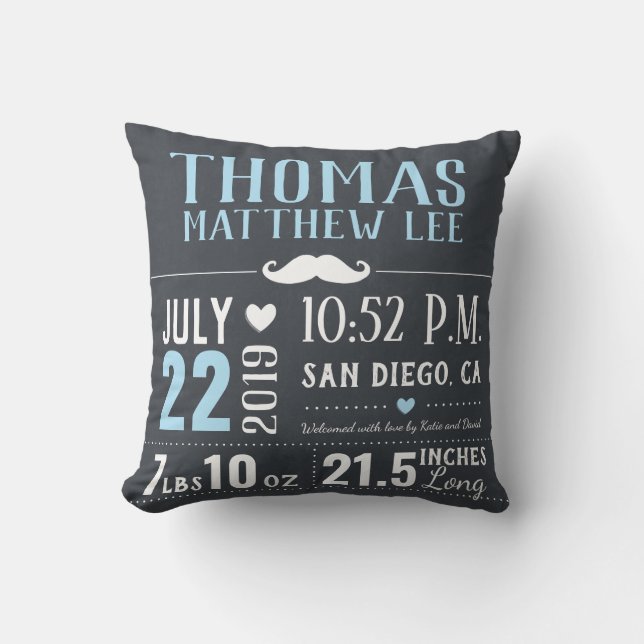 Kleiner Mann-Schnurrbart-neuer Kissen (Vorderseite)