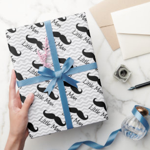 Kleiner Mann-Schnurrbart-Zickzack niedliche Jungen Geschenkpapier