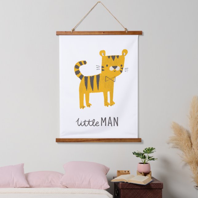 Kleiner Mann | Tiger Bow Krawatte Wandteppich Mit Holzrahmen (Schlafzimmer)