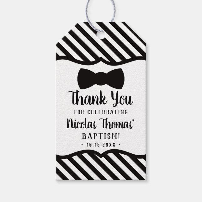 Kleiner Mann, vielen Dank, Tag, Schwarz, Taufe Geschenkanhänger (Vorderseite)