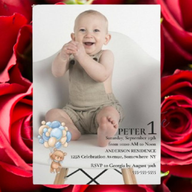 Kleiner Mann wird 1 Jahr Einladung (Celebrate your baby boy’s 1st birthday with a heartfelt invitation.)