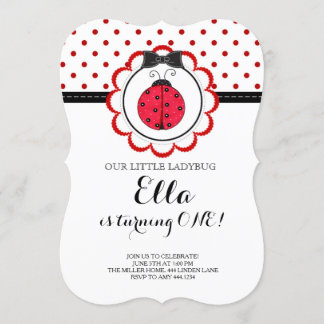 Kleiner Marienkäfer-erste Geburtstags-Party Einladung