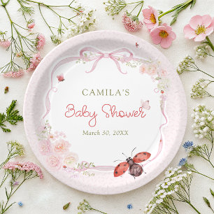 Kleiner Marienkäfer Garten Mädchen Baby Shower Pappteller