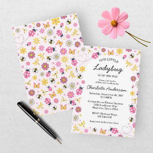 Kleiner Marienkäfer Rosa Mädchen Baby-Party Einladung