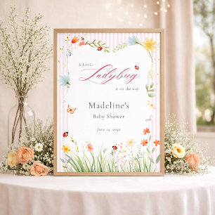 Kleiner Marienkäfer Wildblumen-Baby-Shower-Empfang Poster