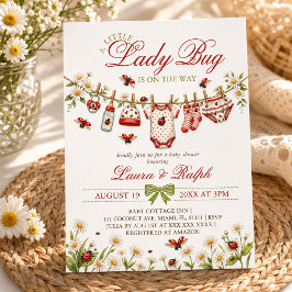 Kleiner Marienkäfer-Wildblumen-Mädchen-Baby-Party Einladung