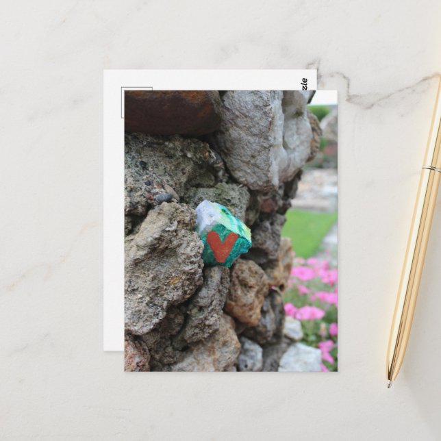 Kleiner Mauerrock versteckt in einer Felswand Postkarte (Vorderseite/Rückseite Beispiel)