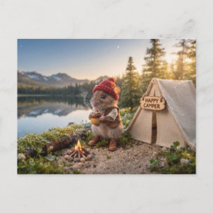 Kleiner Maus-Campingplatz an einem Bergsee Postkarte