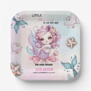 Kleiner Mermaid-Bogen ist auf dem Weg Babydusche3 Pappteller