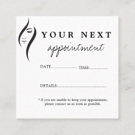 Kleiner, minimalistischer Salon mit weißer und sch Terminkarte