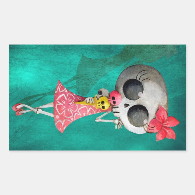 kleiner Miss Tod mit Halloween-Eiscreme Rechteckiger Aufkleber (Vorderseite)