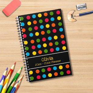 Kleiner, moderner schwarzer Multicolor Polka Dot Planer