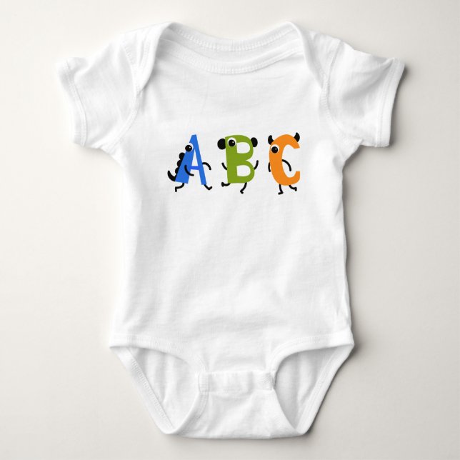 Kleiner Monster-Alphabet ABC Baby Strampler (Vorderseite)