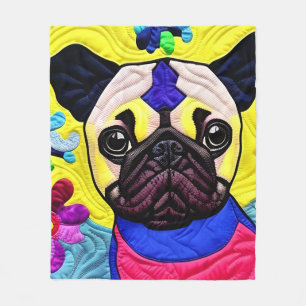 Kleiner Mops-Welpe-Quilt wie Design Fleecedecke