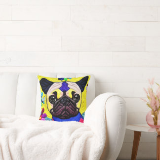 Kleiner Mops-Welpe-Quilt wie Design Kissen