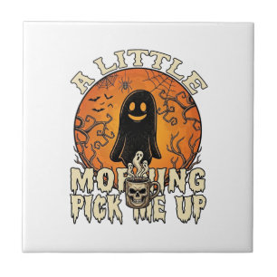 Kleiner Morgen-Pick-Me-Up-Halloween-Geist-Schädel- Fliese