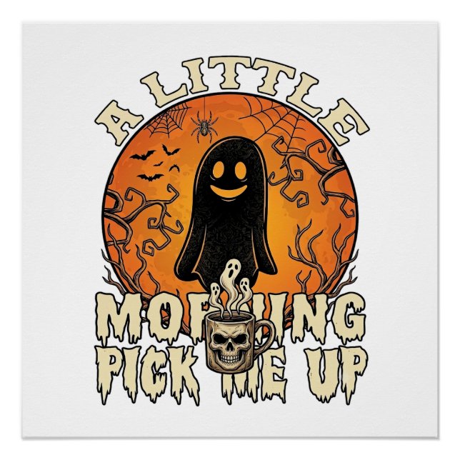Kleiner Morgen-Pick-Me-Up-Halloween-Geist-Schädel- Poster (Vorderseite)
