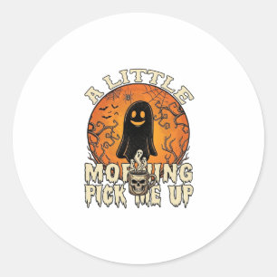 Kleiner Morgen-Pick-Me-Up-Halloween-Geist-Totenkop Runder Aufkleber