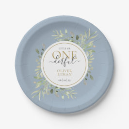 Kleiner Mr. ONEderful First Birthday Boy Blue Pappteller