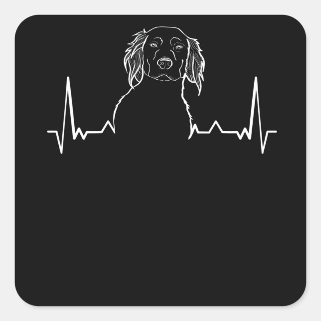 Kleiner Munsterlander Heartbeat Quadratischer Aufkleber (Vorderseite)