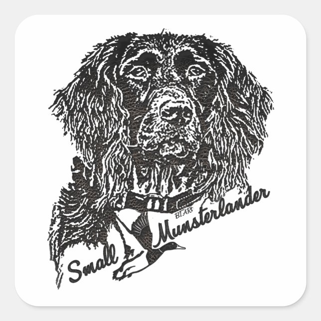 Kleiner Munsterlander (Logo) Quadratischer Aufkleber (Vorderseite)