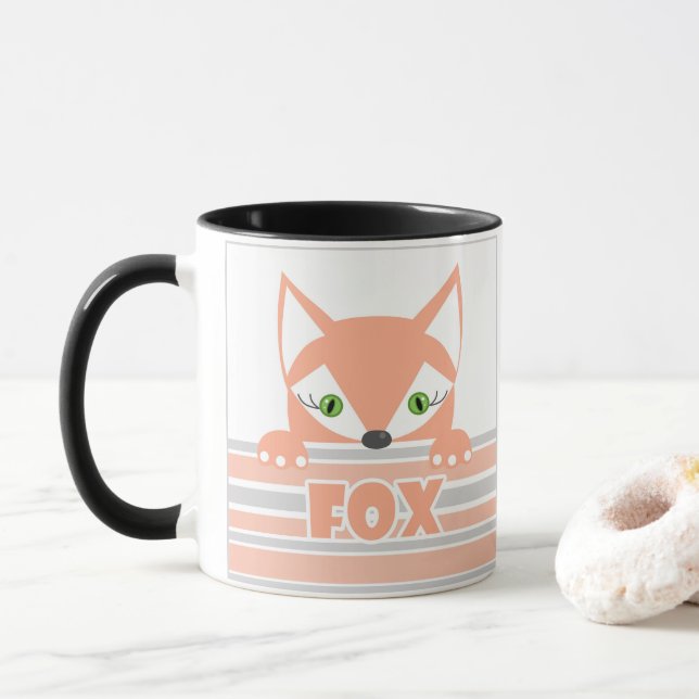 Kleiner neugieriger Fuchs. Tasse (Mit Donut)