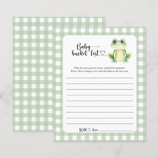 Kleiner niedlicher Frosch - Baby Eimer Liste (Vorne/Hinten)