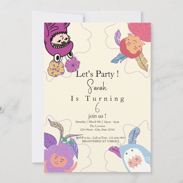 kleiner Niedlicher Geburtstag individueller Mädche Einladung (Vorderseite)