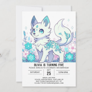 Kleiner Niedlicher Wolf Digital Geburtstag Einladung