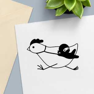 Kleiner Ninja hält rennendes Huhn fest Permastempel