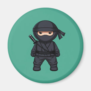 Kleiner Ninja-Krieger auf Grün Magnet
