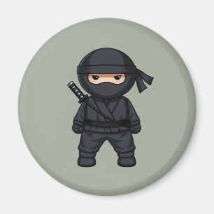 Kleiner Ninja-Krieger auf Salbeigrün Magnet