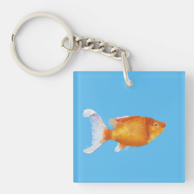 Kleiner orangefarbener Fisch Schlüsselanhänger (Vorderseite)