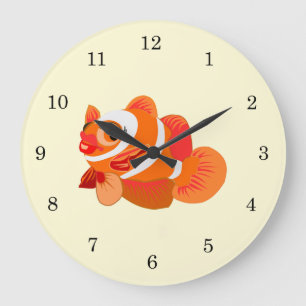 Kleiner Orangenfisch Große Wanduhr