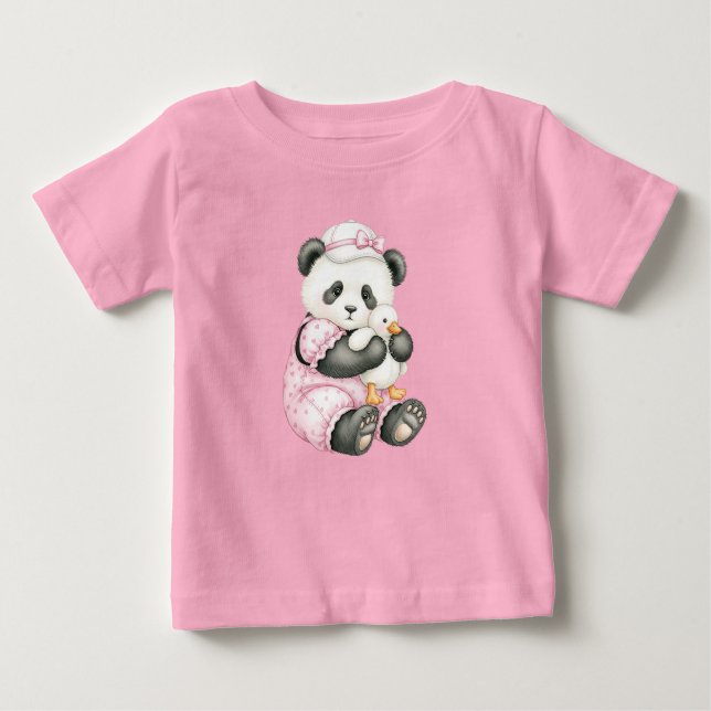 Kleiner Panda in einem rosa Jumpsuit von Natasha U Baby T-shirt (Vorderseite)