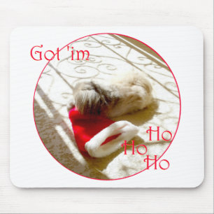 Kleiner Pekingese schnappt sich den Weihnachtsmann Mousepad